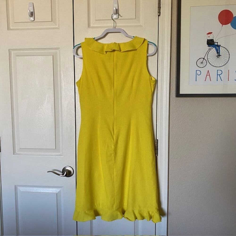 Mary McFadden Collection Linen Blend Dress Sleeveless Yellow Lined Women's 6 - Picture 9 of 10